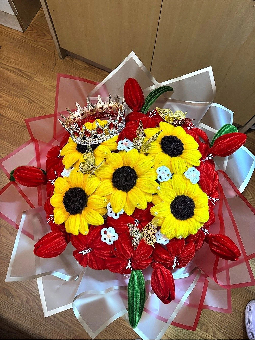 Red & Yellow Floral Bouquet Crown
